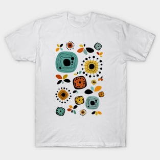 Mid Century Modern Flowers Pattern 2 T-Shirt